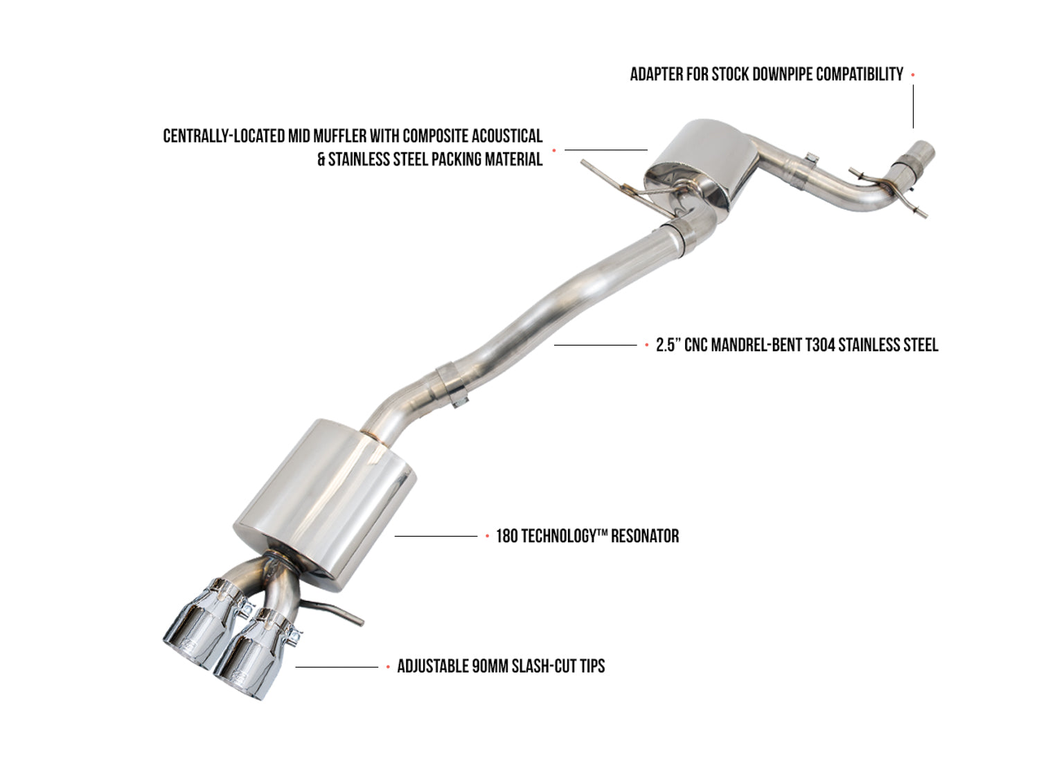 AWE Touring Edition Exhaust for MK5 Jetta 2.0T - GLI - Chrome Silver Tips - Primary