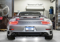 AWE Performance Exhaust and High-Flow Cat Sections for Porsche 991 Turbo - Diamond Black Quad Tips - Mounted