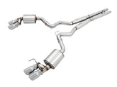 AWE Touring Edition Cat-back Exhaust for the 2018+ Mustang GT - Quad Chrome Silver Tips - Primary