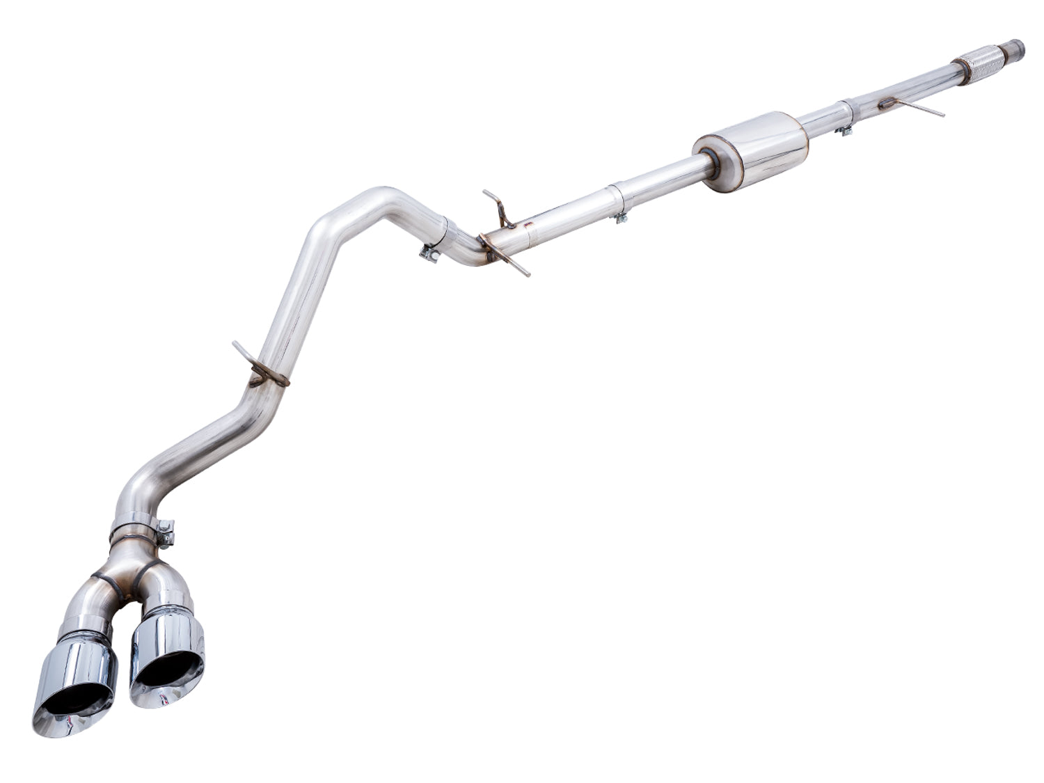 AWE 0FG Catback Dual Side Exit Exhaust for 4th Gen Silverado/Sierra 1500 5.3L (Flat Bumper) - Chrome Silver Tips - Primary
