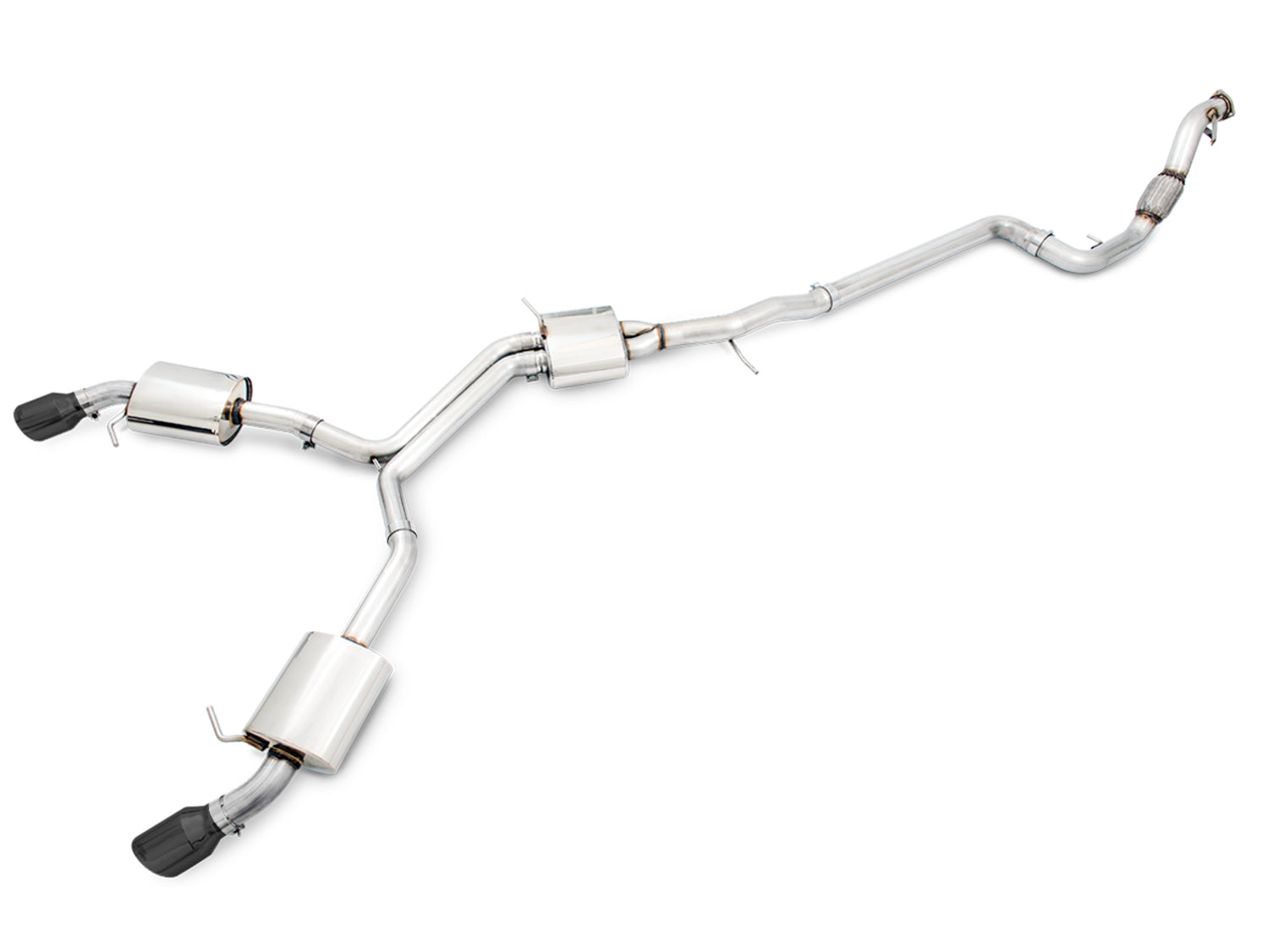 AWE Touring Edition Exhaust for B9 A4, Dual Outlet - Diamond Black Tips (includes DP) - Primary
