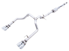 AWE 0FG Catback Split Rear Exit Exhaust for 4th Gen Silverado/Sierra 1500 5.3L (With Bumper Cutouts) - Quad Chrome Silver Tips - Primary