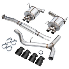 AWE Touring Edition Exhaust for VA STI / GV WRX / GV STI Sedan - Diamond Black Quad Tips (102mm) - out of package