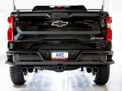 AWE 0FG Catback Exhaust for Silverado ZR2/Sierra AT4X - Quad Chrome Silver Tips - Mounted