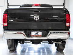 AWE 0FG Single Side Exit Catback Exhaust for 4th Gen RAM 1500 5.7L (without bumper cutouts) - Dual Diamond BlackTips - Mounted