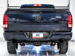AWE 0FG Dual Rear Exit Catback for 4th Gen RAM 1500 5.7L (with bumper cutouts) - Diamond Black Tips - out of package