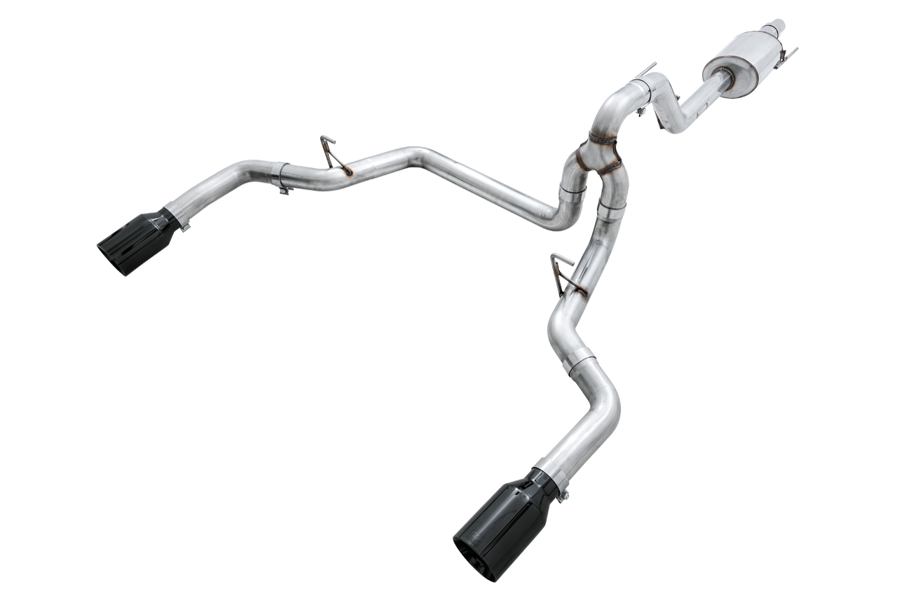 AWE 0FG Dual Exit Exhaust for '15-'20 F-150 - 5" Diamond Black Tips - Primary