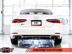 AWE Track Edition Exhaust for Audi B9 S5 Sportback - Non-Resonated - Chrome Silver 102mm Tips - Mounted