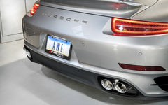 AWE Performance Exhaust and High-Flow Cat Sections for Porsche 991 Turbo - Chrome Silver Quad Tips - Mounted