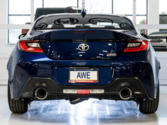 AWE Track Edition Exhaust for Subaru BRZ / Toyota GR86 / Toyota 86 / Scion FR-S - Chrome Silver Tips - Mounted
