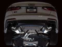 AWE Touring Edition Exhaust for Audi C8 S6/S7 - Diamond Black Tips - Mounted