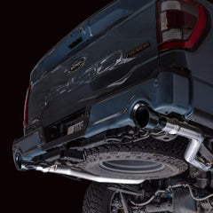 AWE 0FG Resonated Catback for '21+ Ford F-150 Tremor (With Bumper Cutouts) - Diamond Black Tips - Mounted