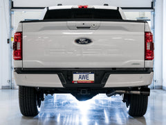 AWE 0FG Dual Side Exit Exhaust for '21+ Ford F-150 - 4.5" Diamond Black Tips - Mounted