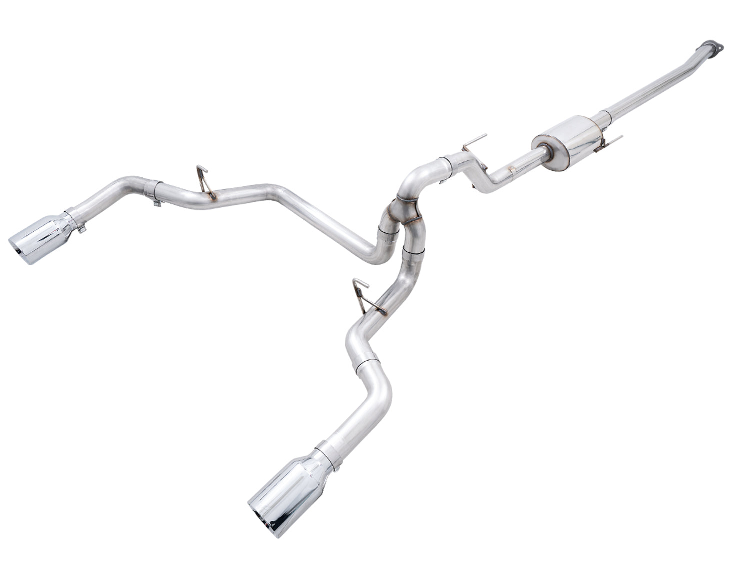 AWE 0FG Dual Split Rear Exhaust for '21+ Ford F-150 - 5" Chrome Silver Tips - Primary