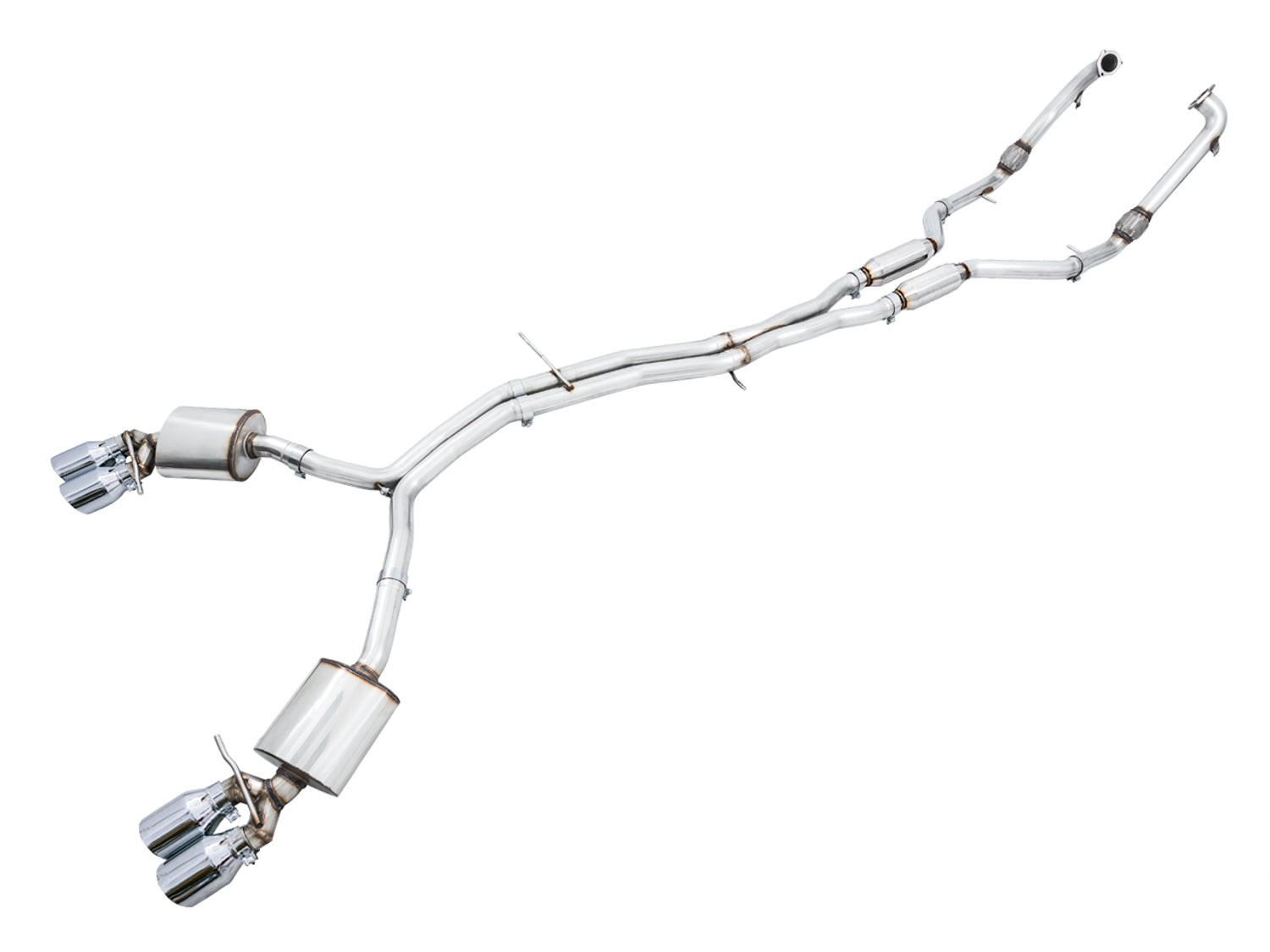 AWE Touring Edition Exhaust for Audi B9 S4 - Chrome Silver 102mm Tips - Primary