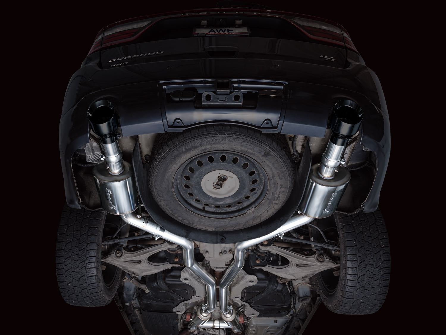 AWE Touring Edition Exhaust for Dodge Durango 3.6 / 5.7 - Diamond Black Tips - Mounted