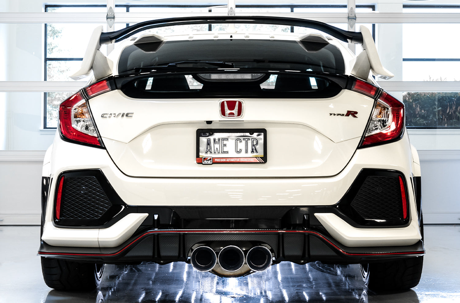 AWE Touring Edition Exhaust for FK8 Civic Type R (includes Front Pipe and DualPhase Mid Pipe) - Triple Chrome Silver Tips - Mounted