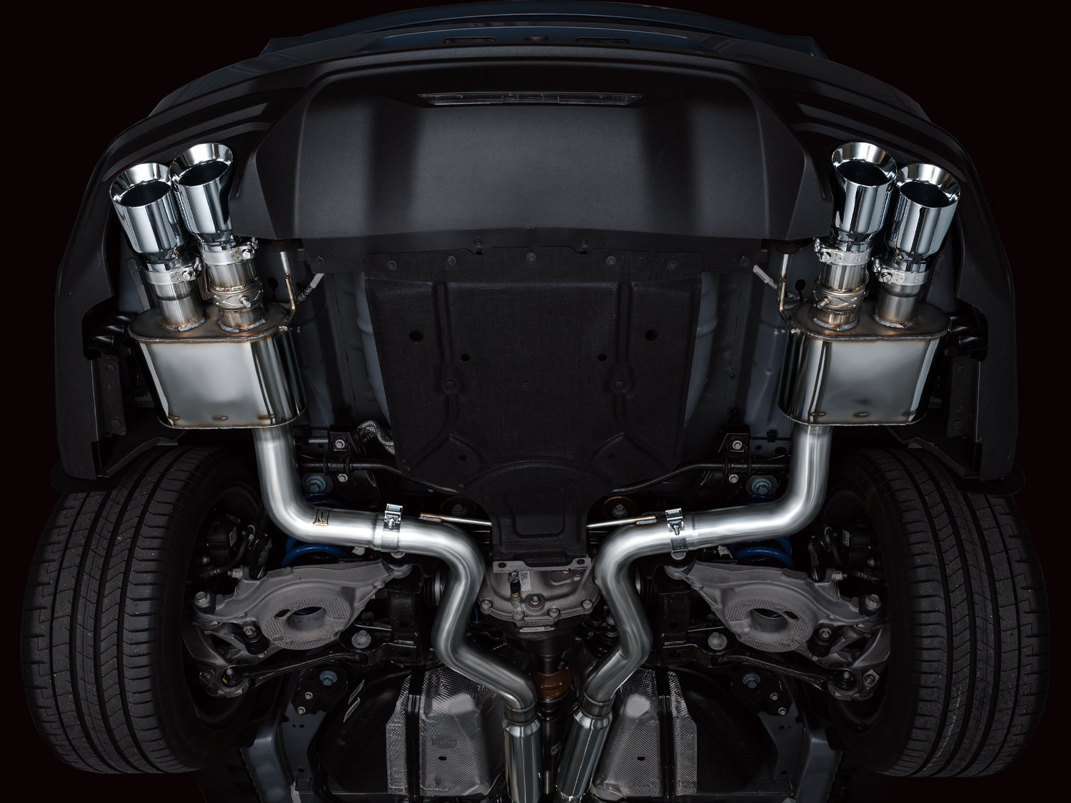 AWE SwitchPath™ Exhaust for S650 Ford Mustang GT Fastback - Quad Chrome Silver Tips - Mounted