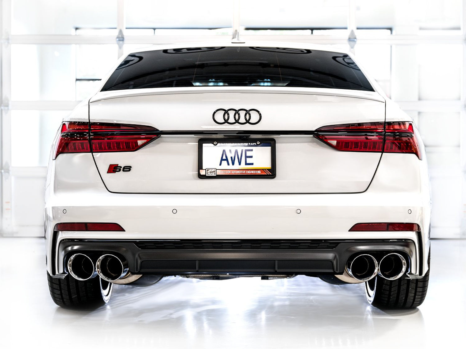 AWE Track Edition Exhaust for Audi C8 S6/S7 - Chrome Silver Tips - Mounted