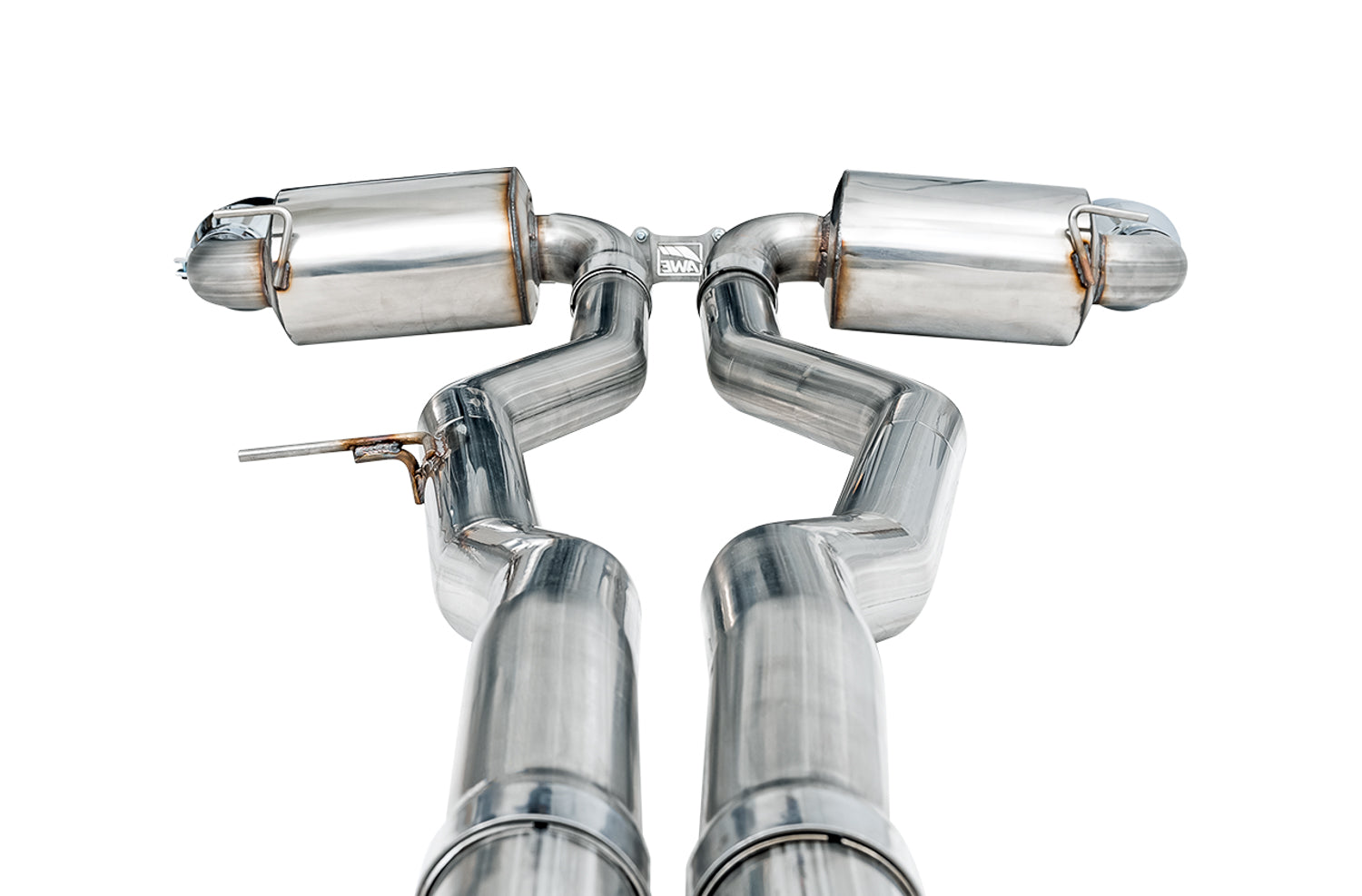 AWE Non-Resonated Touring Edition Exhaust for A90 Supra - 5" Chrome Silver Tips - Close Up
