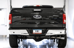 AWE 0FG Single Exit Exhaust for '15-'20 F-150 - 4.5" Chrome Silver Tips - Mounted