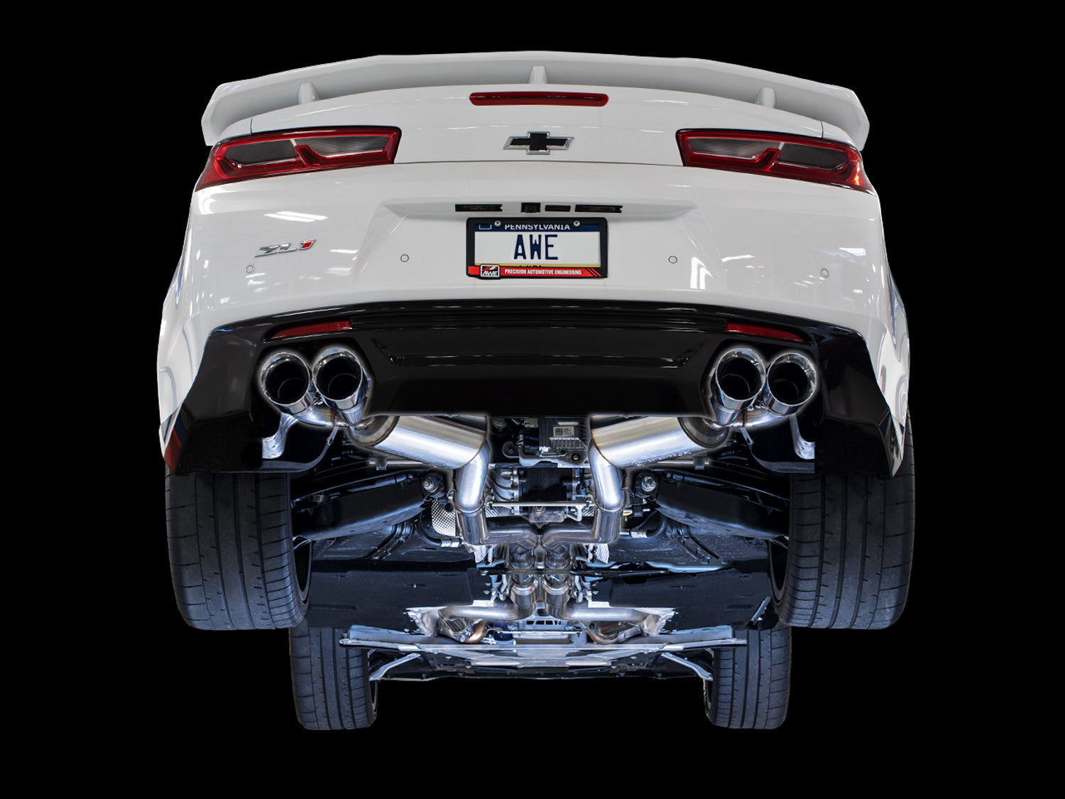AWE Touring Edition Cat-back Exhaust for Gen6 Camaro SS / ZL1 / LT1 - Resonated - Chrome Silver Tips (Quad Outlet) - Mounted
