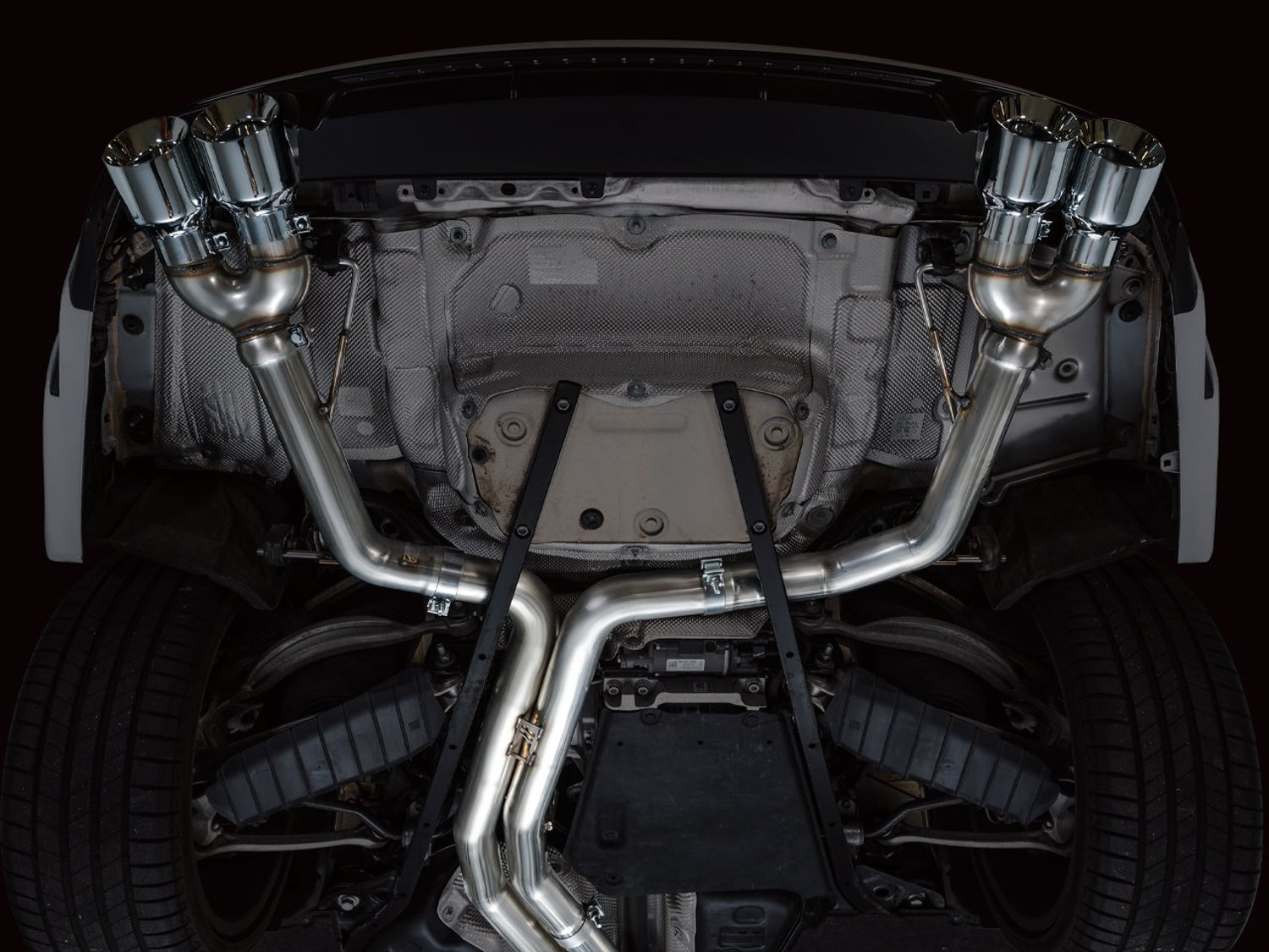 AWE Track Edition Exhaust for Audi C8 S6/S7 - Chrome Silver Tips - Mounted