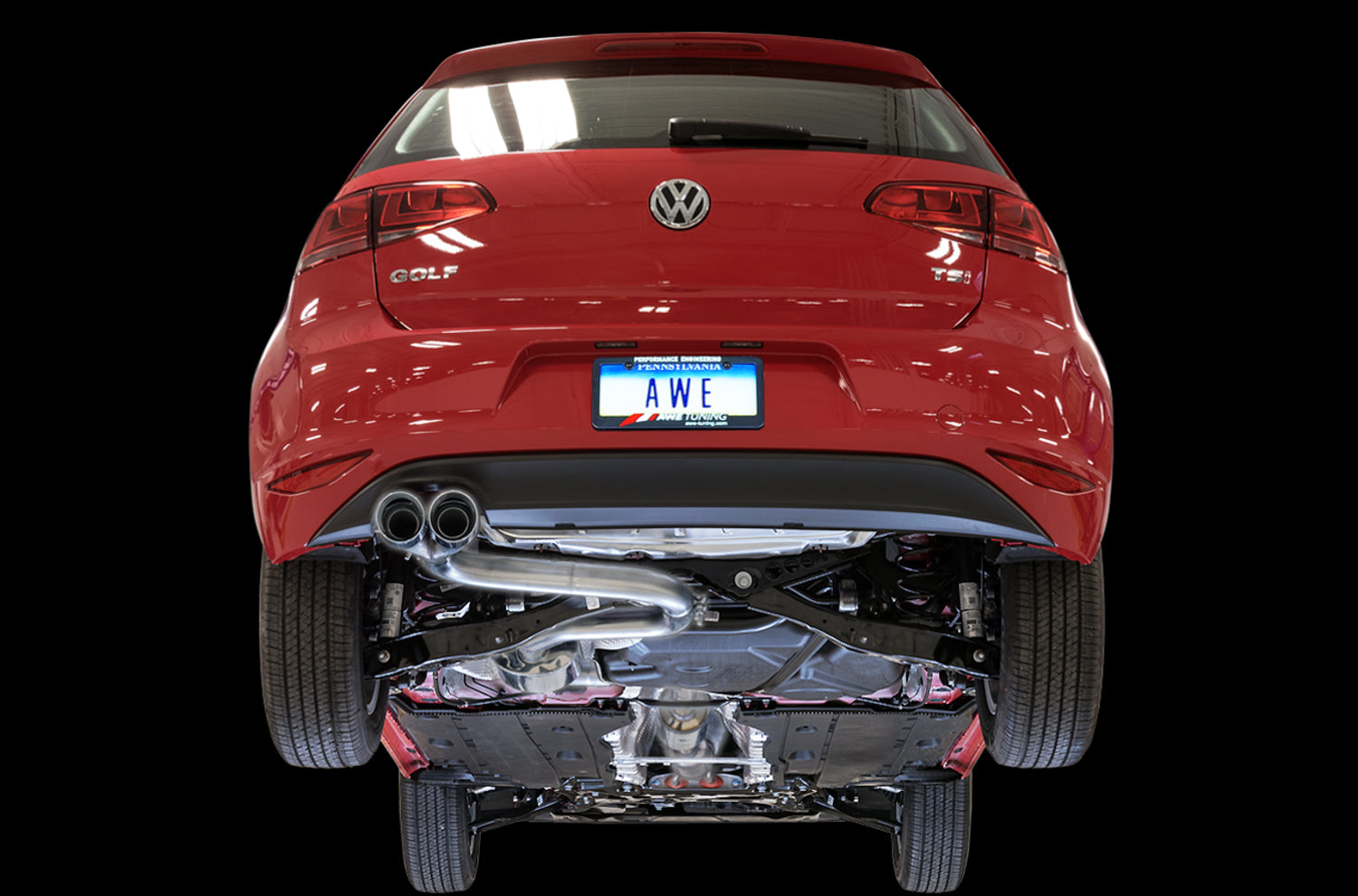 AWE Touring Edition Exhaust for VW MK7 Golf 1.8T - Chrome Silver Tips (90mm) - Mounted