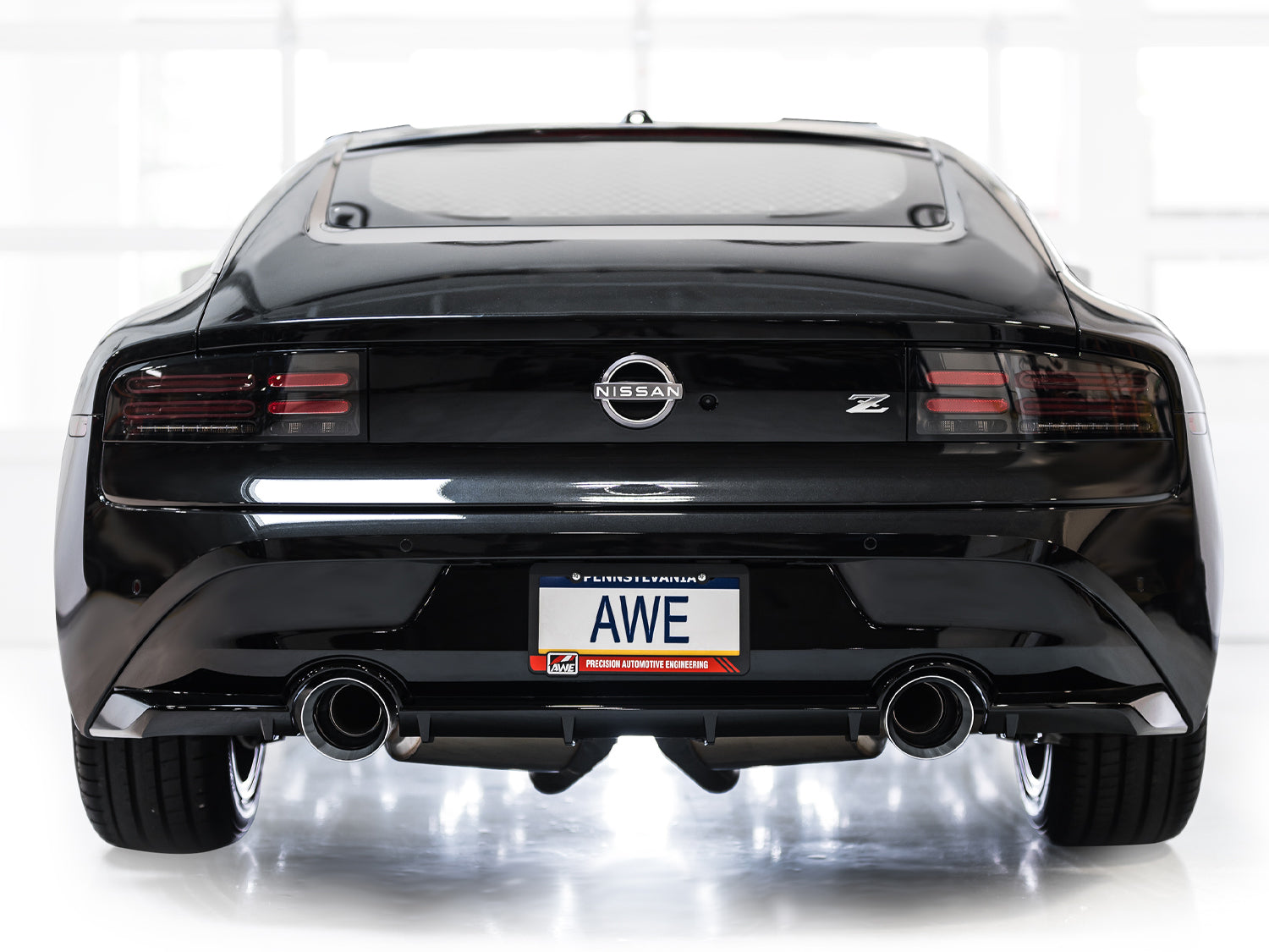 AWE Track Edition Exhaust for Nissan Z - Chrome Silver Tips - Mounted