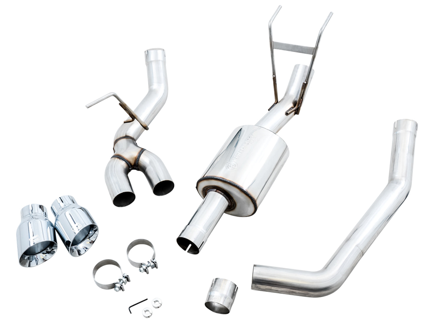 AWE 0FG Single Side Exit Catback Exhaust for 4th Gen RAM 1500 5.7L (without bumper cutouts) - Dual Chrome Tips - out of package