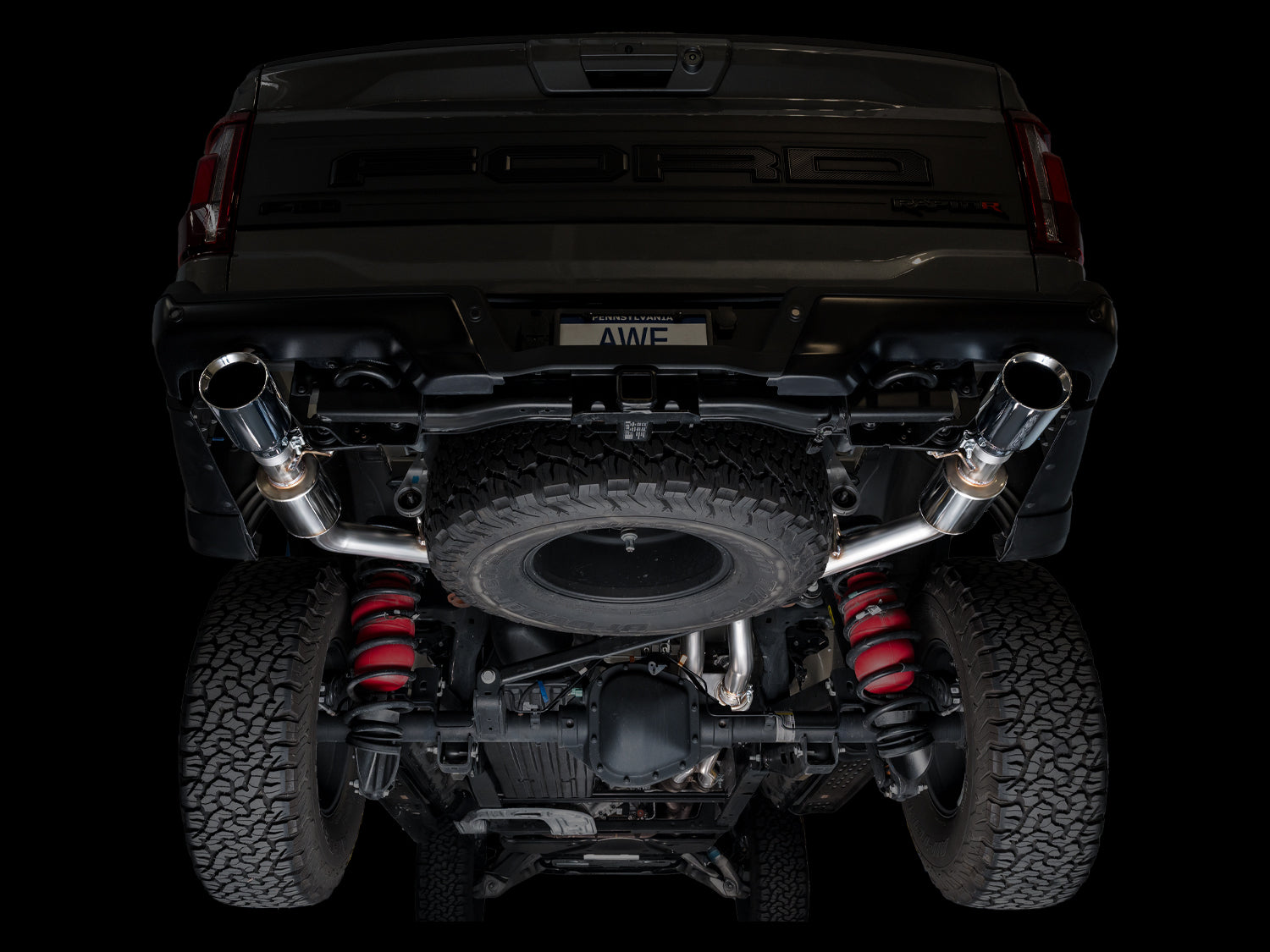 AWE SwitchPath™ Exhaust for Gen 3 Raptor R - Chrome Silver Tips - Mounted