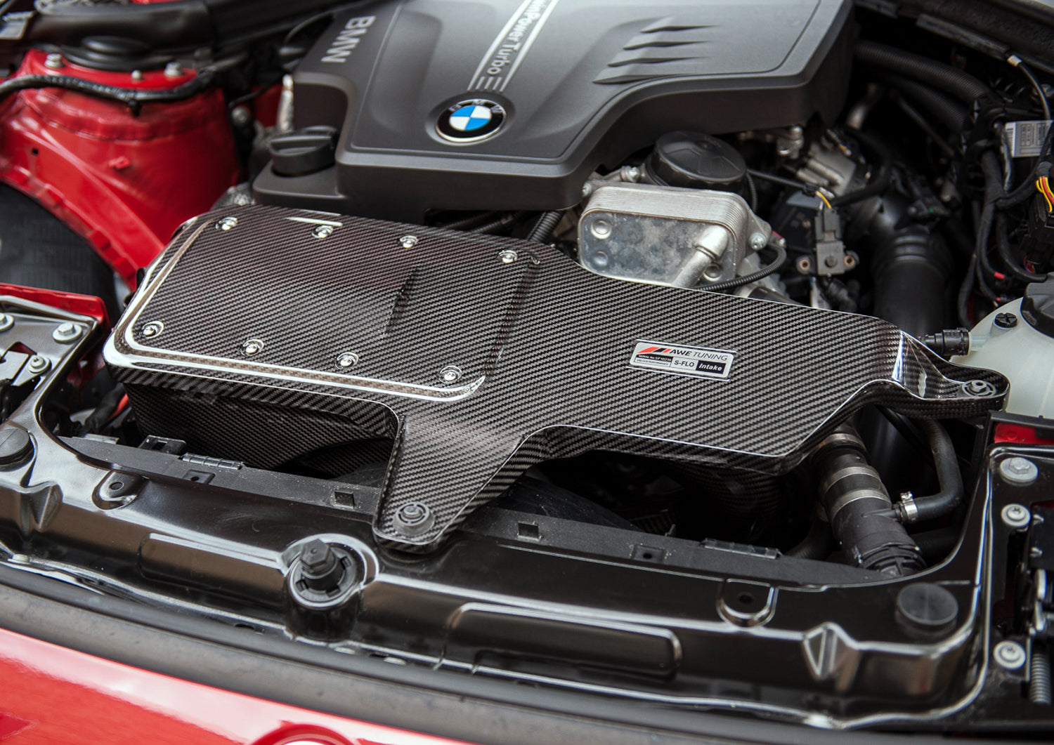 AWE S-FLO Carbon Intake for BMW 228i/320i/328i/428i - Mounted