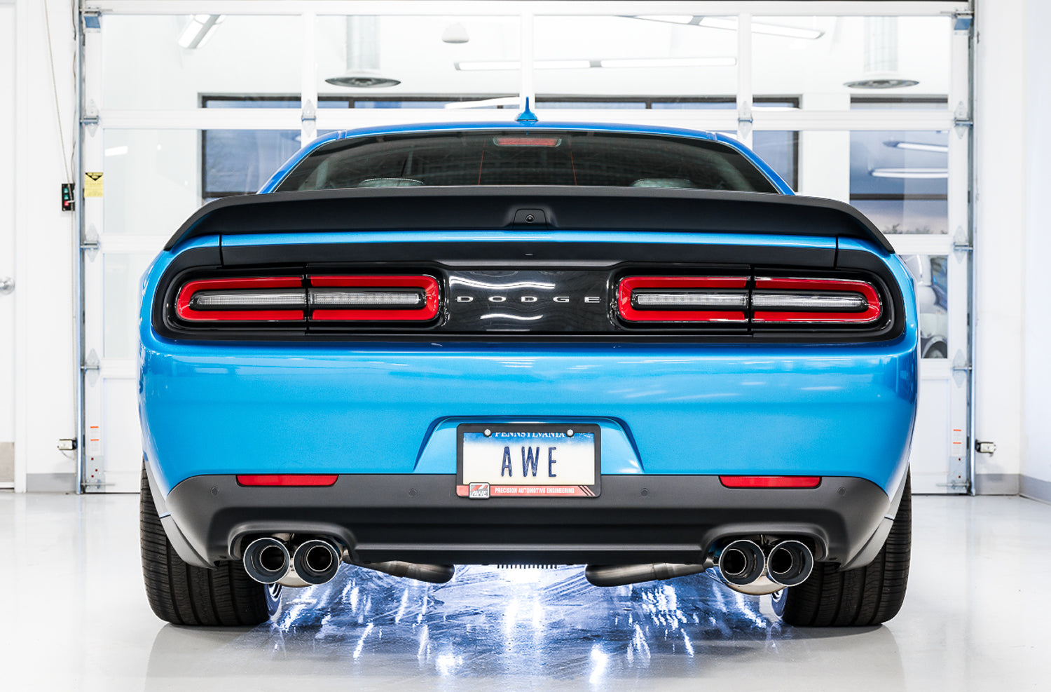 AWE Touring Edition Exhaust for 15+ Challenger 6.4 / 6.2 SC - Chrome Silver Quad Tips - Mounted