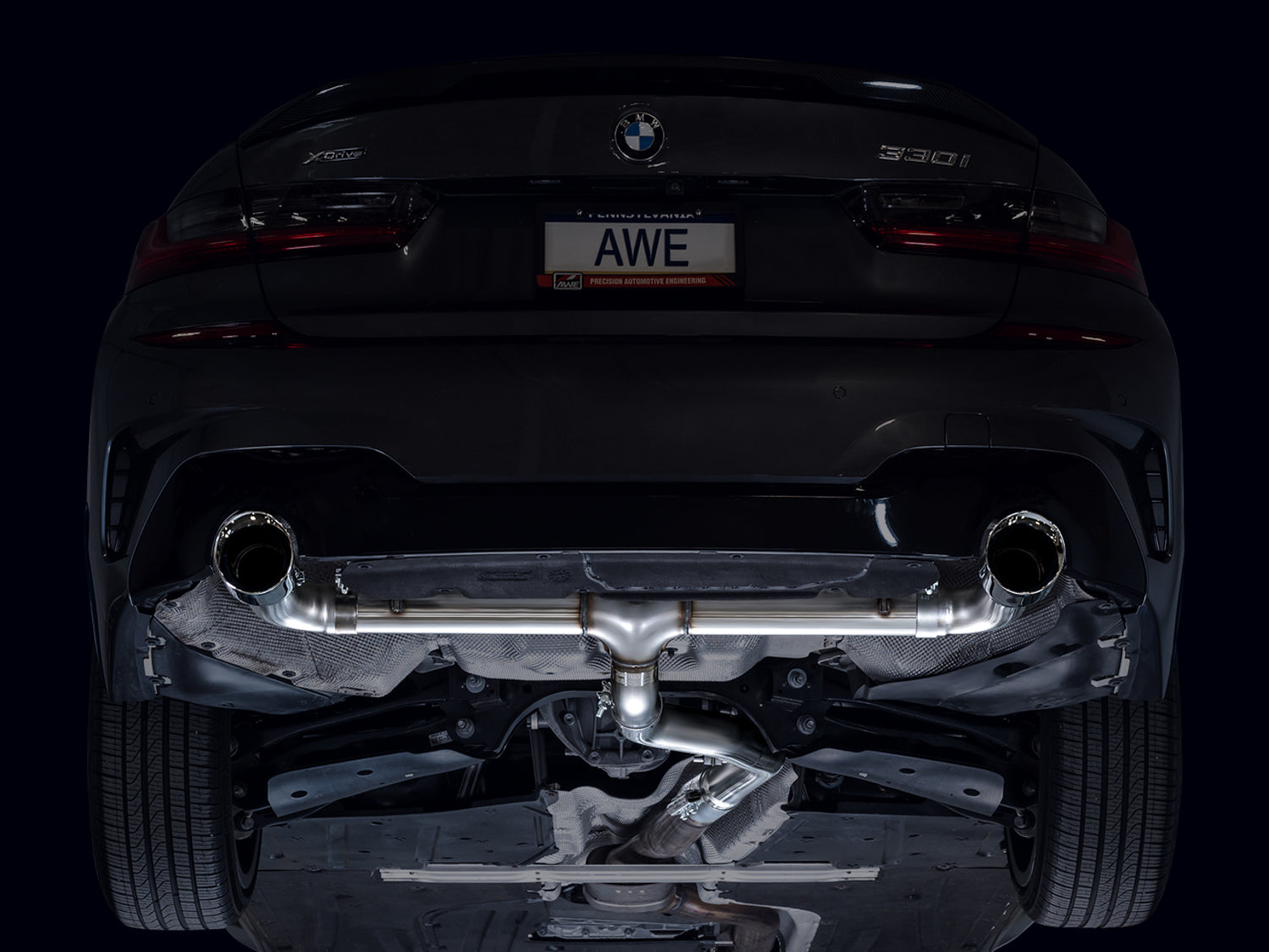 AWE Track Edition Axleback Exhaust for BMW G2X 330i/430i - Chrome Silver - Mounted