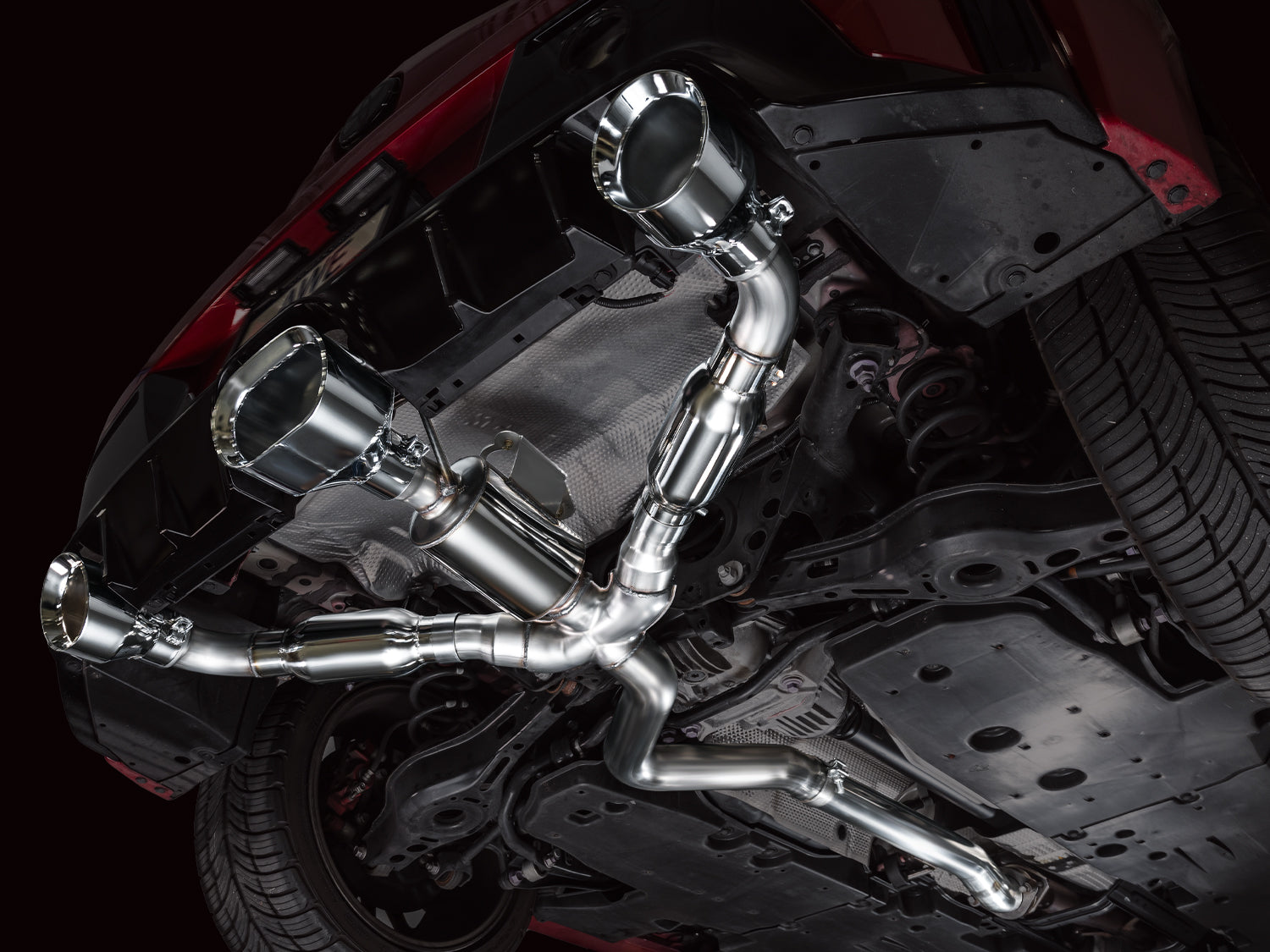 AWE Track Edition Exhaust for GR Corolla - Chrome Silver Tips - Mounted