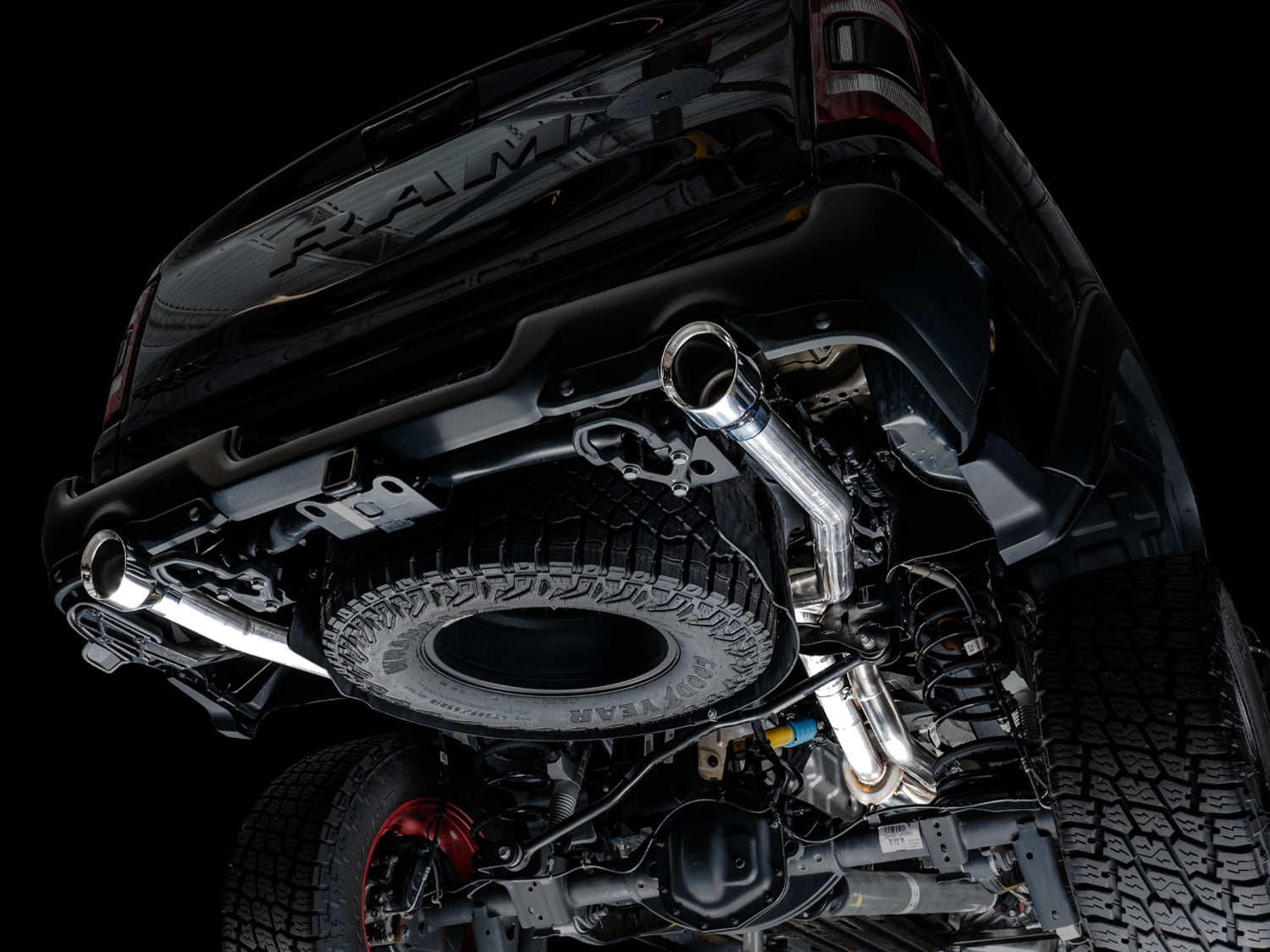 AWE 0FG Catback Exhaust for RAM TRX - Chrome Silver Tips - Mounted