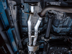 AWE 0FG Exhaust with BashGuard for 3rd Gen Tacoma - Dual Chrome Silver Tips - Mounted