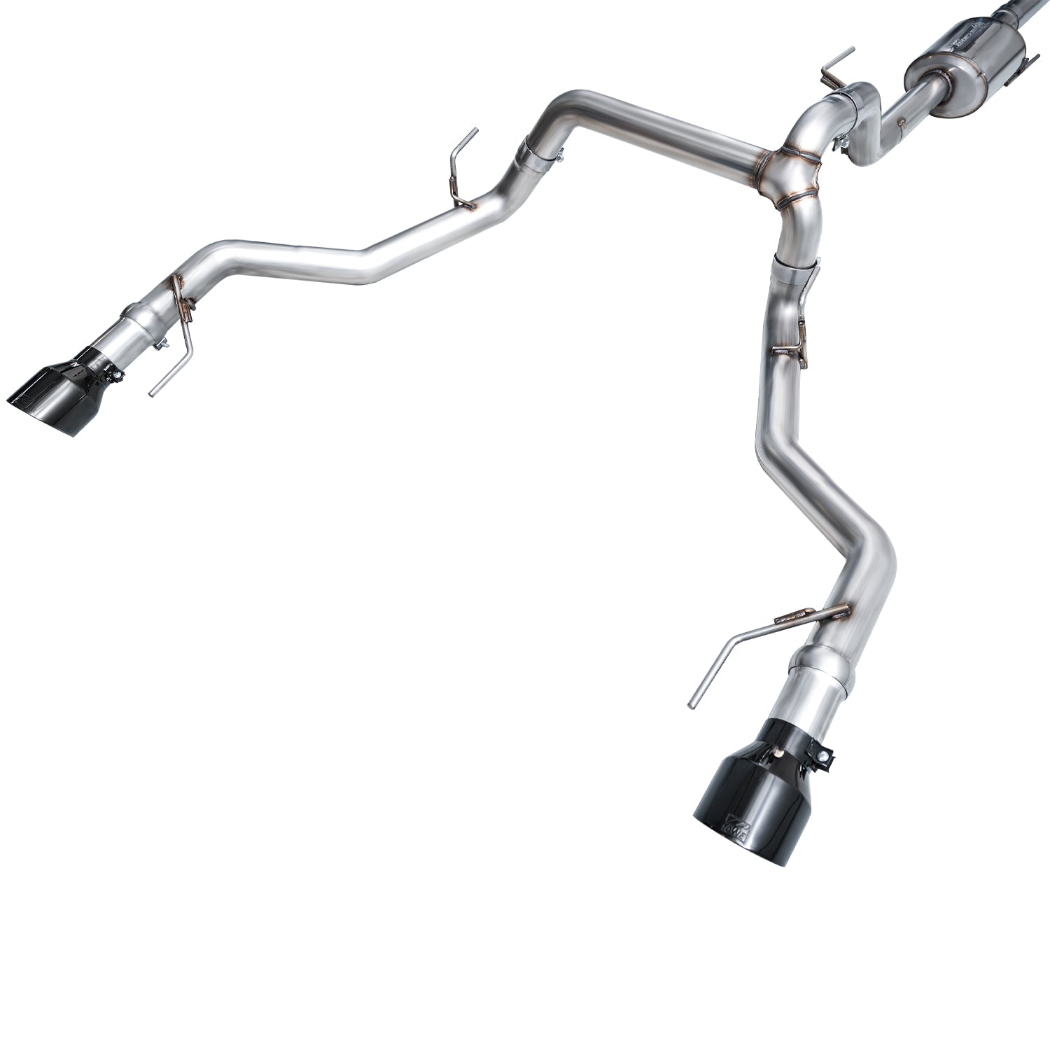 AWE 0FG Non-Resonated Catback for '21+ Ford F-150 Tremor (With Bumper Cutouts) - Diamond Black Tips - out of package