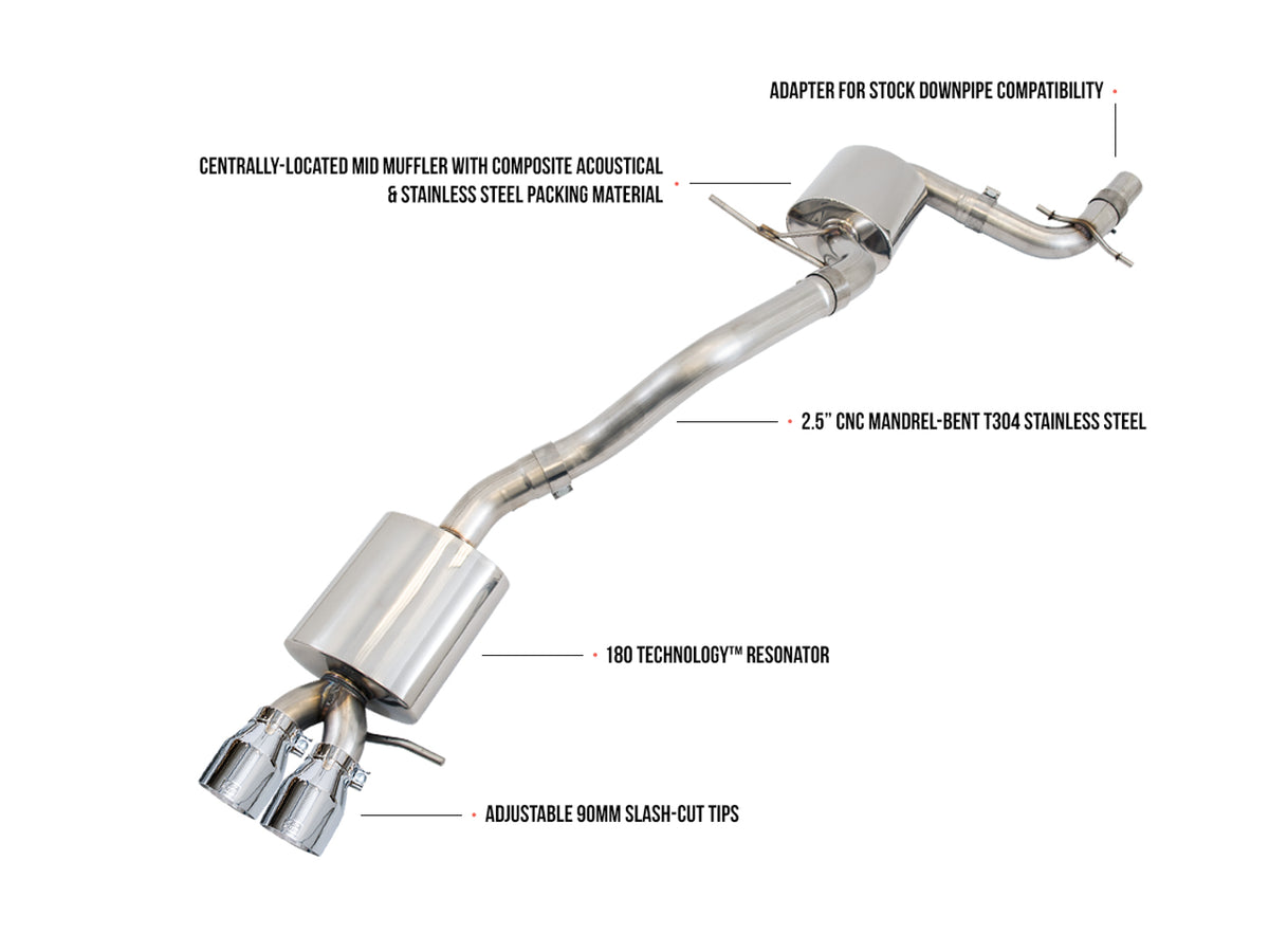 AWE Touring Edition Exhaust for MK5 Jetta 2.0T - GLI - Chrome Silver Tips - Primary