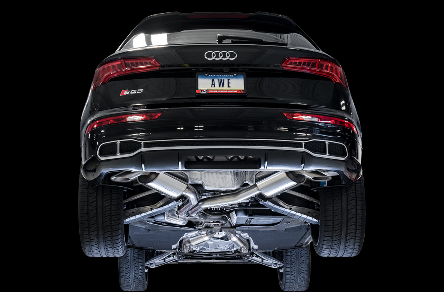 AWE Touring Edition Exhaust for Audi B9 SQ5 - Resonated - No Tips (Turn Downs) - Mounted