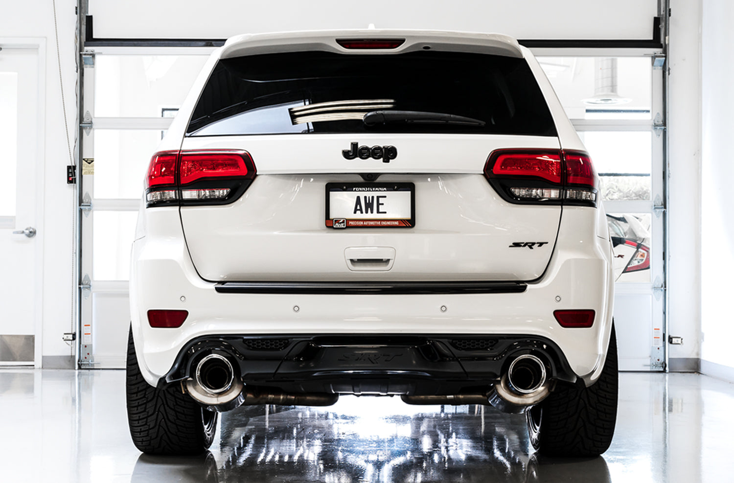 AWE Track Edition Exhaust for Jeep Grand Cherokee SRT - Diamond Black Tips - Mounted