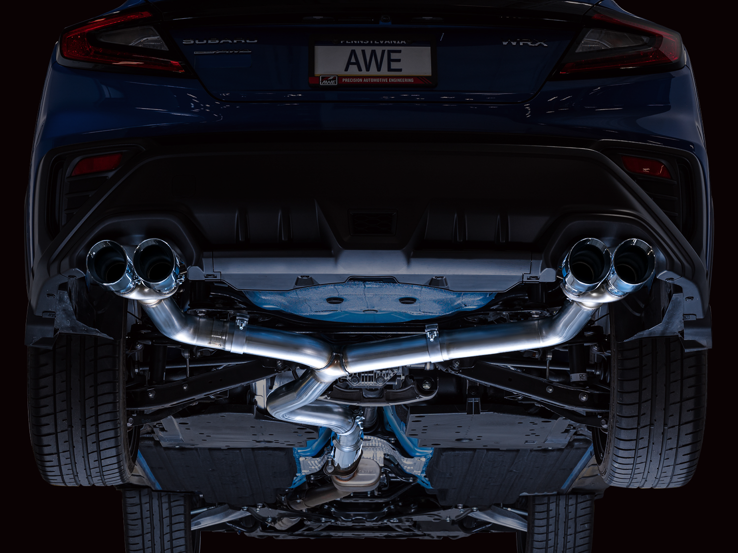 AWE Track Edition Exhaust for VB Subaru WRX - Chrome Silver Tips - Mounted