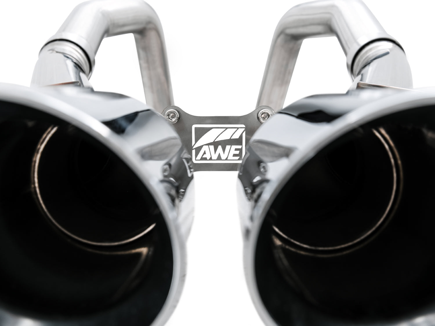 AWE Track Edition Axleback Exhaust for C7 Corvette Stingray / Z51 / Grand Sport / Z06 / ZR1 -- Chrome Silver Tips (includes AWE AFM valve simulators) - Close Up
