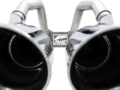 AWE Track Edition Axleback Exhaust for C7 Corvette Stingray / Z51 / Grand Sport / Z06 / ZR1 -- Chrome Silver Tips (includes AWE AFM valve simulators) - Close Up