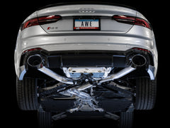 AWE Track Edition Exhaust for Audi B9 RS 5 Sportback - Resonated - Diamond Black RS-style Tips - Mounted