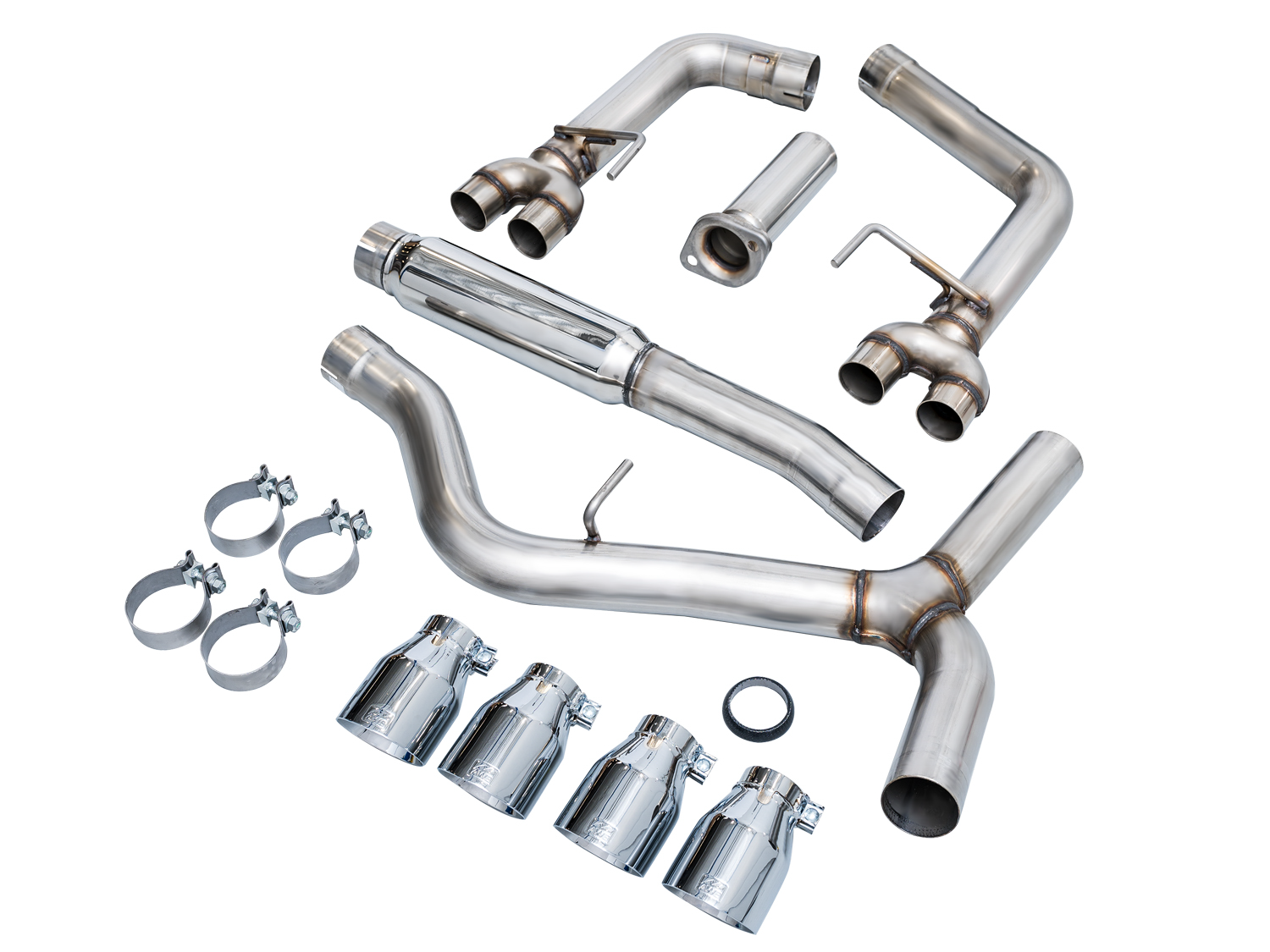 AWE Track Edition Exhaust for VB Subaru WRX - Chrome Silver Tips - out of package