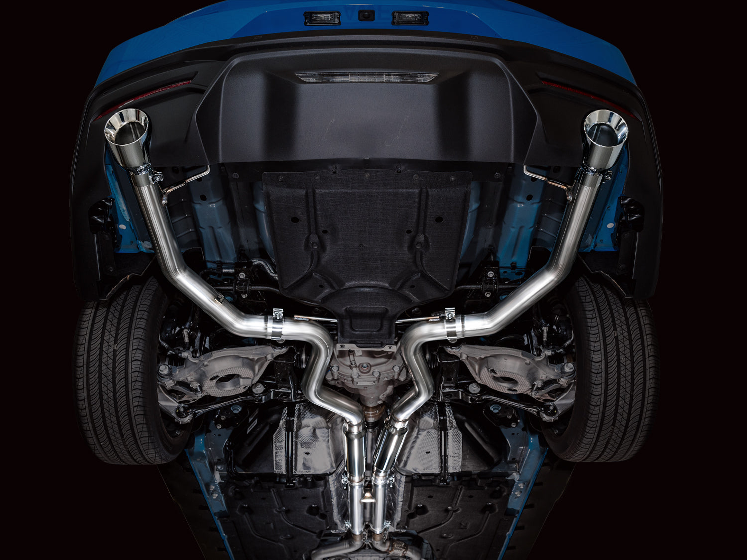 AWE Track Edition Exhaust for S650 Ford Mustang GT Fastback - Dual Chrome Silver Tips - Mounted