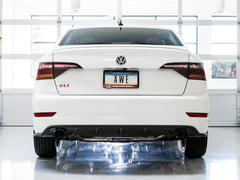 AWE Track Edition Exhaust - Non-Resonated - for MK7 Jetta GLI w/ Stock Downpipe - Diamond Black Tips - Mounted