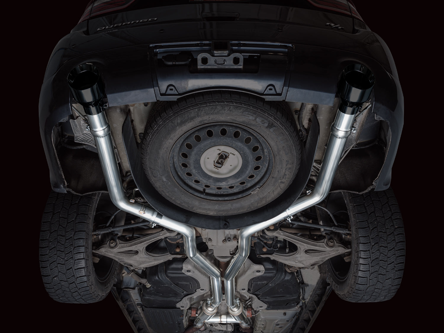 AWE Track Edition Exhaust for Dodge Durango 3.6 / 5.7 - Diamond Black Tips - Mounted