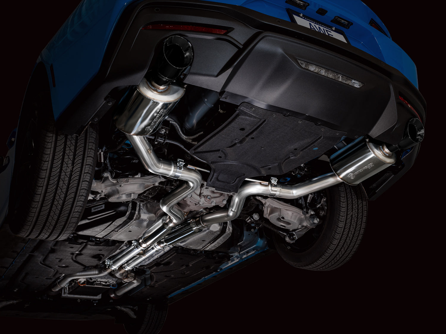 AWE Touring Edition Exhaust for S650 Ford Mustang GT Fastback - Dual Diamond Black Tips - Mounted